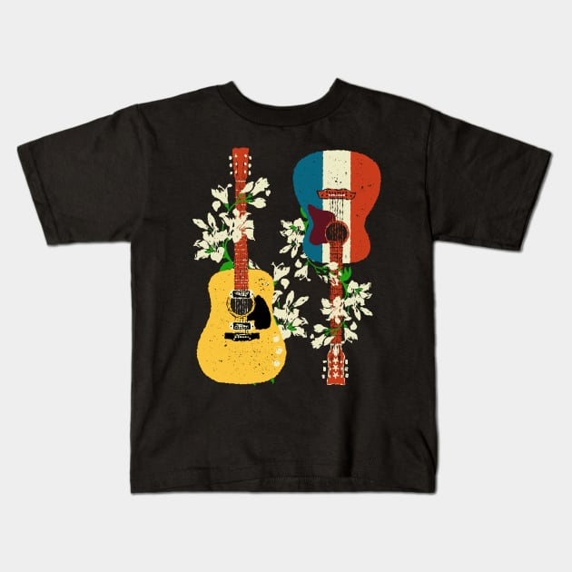 Nirvana Unplugged Guitars Kids T-Shirt by Daniel Cash Guitar